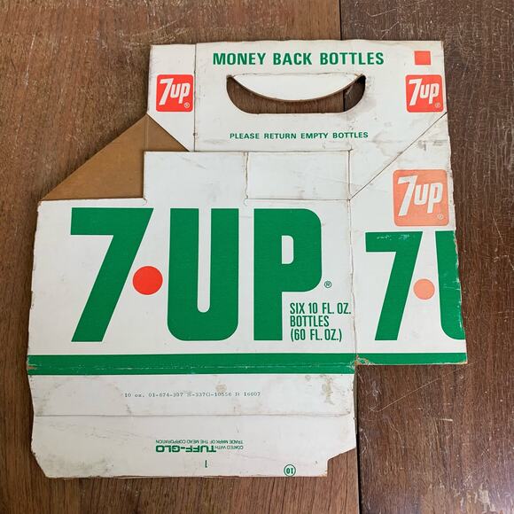 Vintage Advertising 7UP Soda 8 Pk Bottle Holder Cardboard Caddy 12oz in White - Picture 8 of 9
